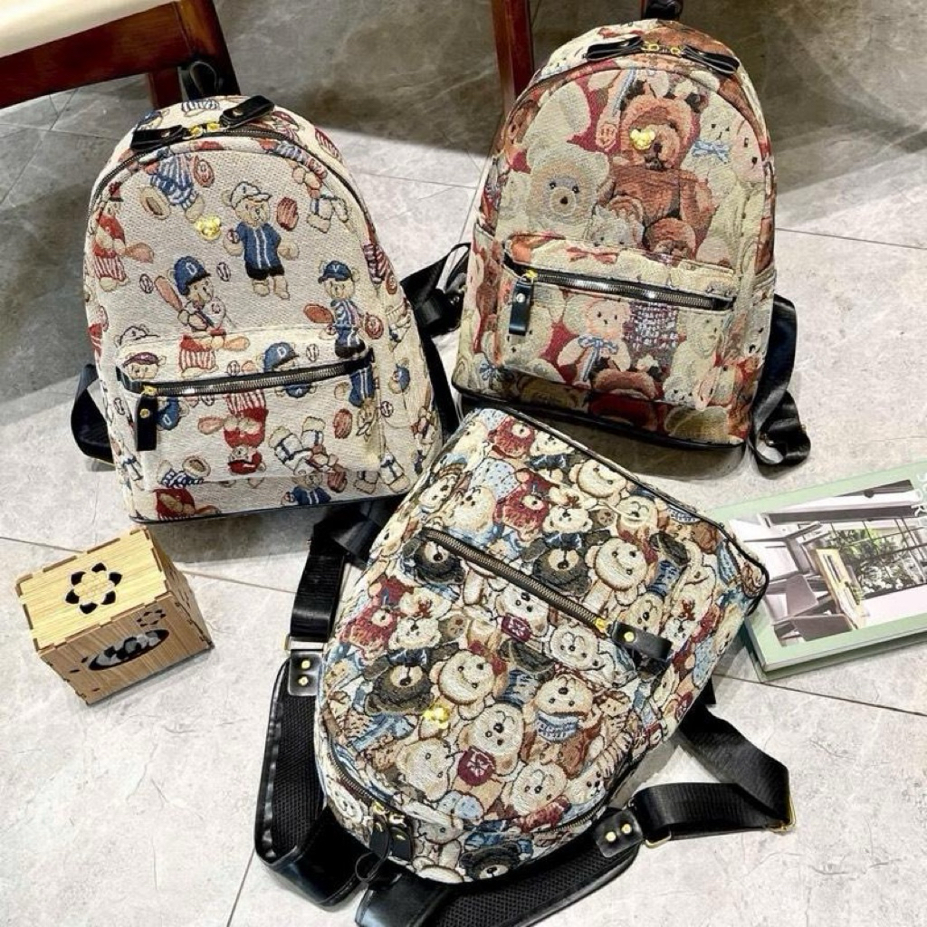 Balo chất Liệu Vải Dạ Nhiều Màu Hoạ Tiết Size 40 Phù Hợp học Sinh Sinh Viên Đựng Được A4 Át Lát Địa 