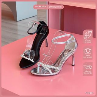 Giày Sandal, xăng đan cao gót đi tiệc HÀ HUYỀN quai đá gót nhọn 9cm - SD880