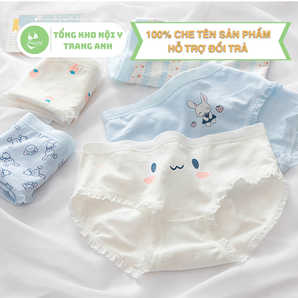 Combo 10 Quần Lót Bé Gái Cotton Thấm Hút Mồ Hôi Hình Thỏ Con Dễ Thương Đáy Kháng Khuẩn 25-62KG CTB04