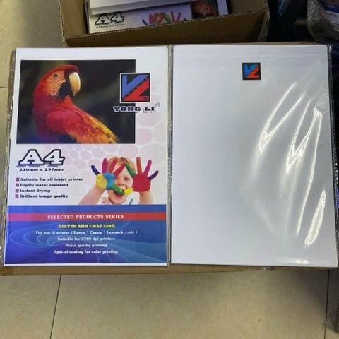Giấy phấn YONG LI Định lượng 130gsm - Khổ A4: 210x297mm - 100 tờ/tập (Tương đương giấy in màu Epson 130g)