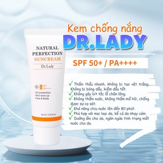 Kem Chống Nắng Vật Lý Nâng Tone Cho Da Nhạy Cảm Dr Lady Dưỡng Trắng Che Khuyết Điểm Tuýp 60ml 