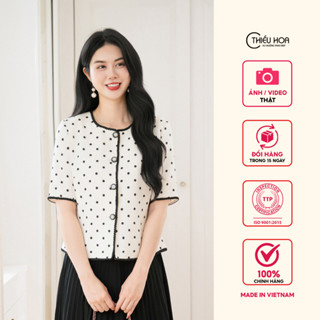 Áo khoác kiểu thiết kế lịch sự hiện đại chất liệu Tweed cao cấp thương hiệu Thiều Hoa AK5L0244