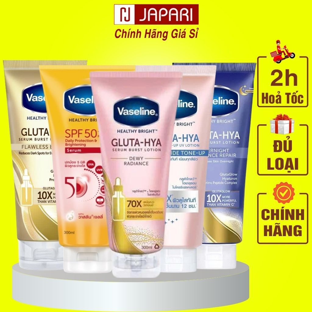 Sữa dưỡng thể Vaseline Trắng Da 4X, Dưỡng Ẩm 10x Chống Nắng - Serum Vasaline Dưỡng Thể Body Toàn Thân Gluta Hya JAPARI