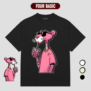  Áo Thun FOUR BASIC Pink Panther Fullbox Phông Streetwear Cổ Tròn Nam Nữ 100% Cotton Oversize T137 