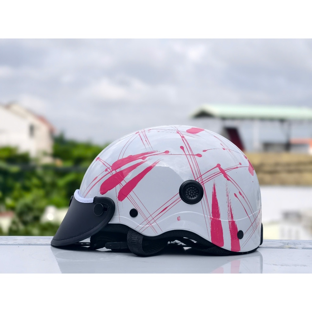 Nón bảo hiểm nửa đầu Camry màu Trắng Hồng siêu đẹp chính hãng