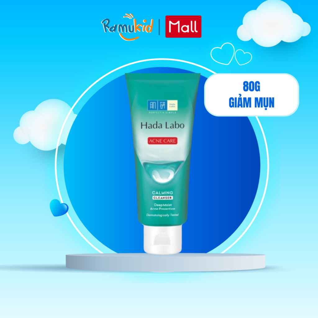 Sữa rửa mặt Hada Labo cho da dầu mụn, da nhạy cảm Hada Labo Acne Care Calming Cleanser 80g