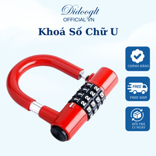  Ổ Khoá Chữ U 4 Số Chống Trộm Thông Minh DIDOOGLT - Khoá Số Mật Mã Bằng Thép Cao Cấp An Toàn Khi Sử Dụng 