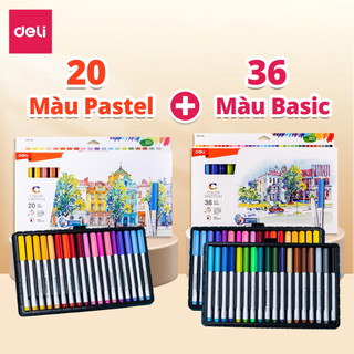 Combo 56 72 Màu Bút Lông Màu Fiber Pen Pastel Basic Ngòi Chóp Rửa Được Deli - Dùng Tô Vẽ Đi Nét Calligraphy Highlight 