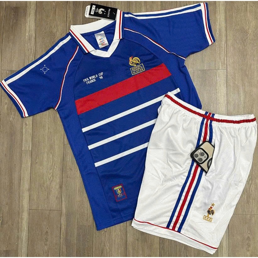 Bộ Quần Áo Bóng Đá Đội Tuyển Pháp Trắng 1998, Áo Đá Banh Đội Tuyển Pháp Retro 1998