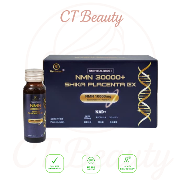 [Mẫu Mới] Nước Uống Trẻ Hóa Phục Hồi Tế Bào NMN 30000 Plus Shika Placenta Ex Từ Nhật Bản