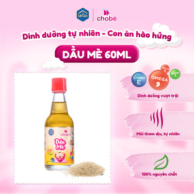 Dầu Mè ăn dặm Lê Gia ép nguội giữ trọn dưỡng chất, giàu Omega 3-6-9, vitamin E, chai 60ml
