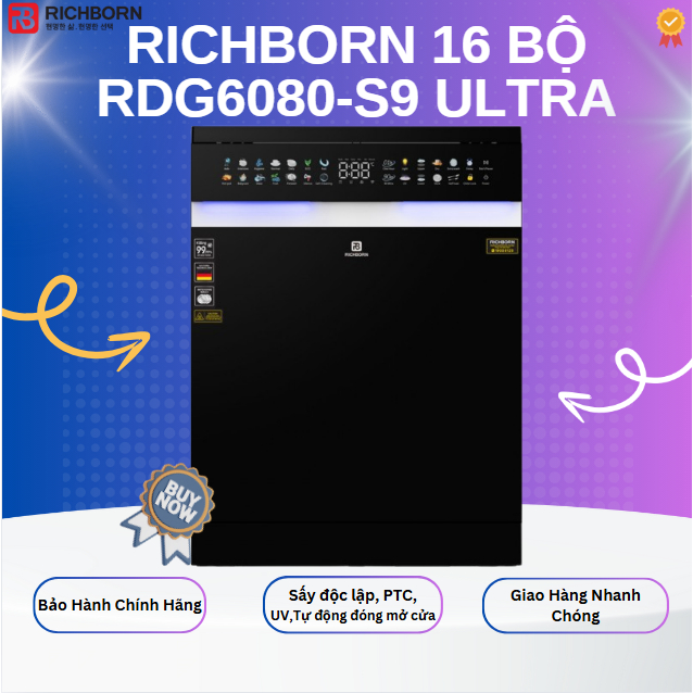 Máy rửa bát 16 bộ Richborn RDG6080-S9 Ultra thương hiệu Hàn Quốc | BigBuy360 - bigbuy360.vn