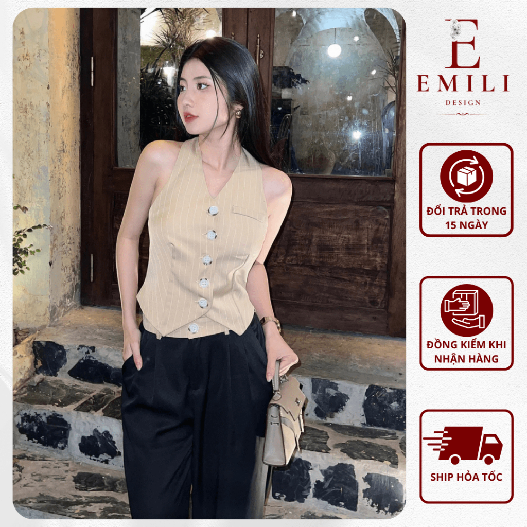 Áo ghi lê nữ phối quần ống suông Emili Design lịch thiệp [B28]