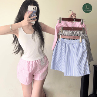 Quần Sooc Đùi Sọc Kẻ Nữ Dáng Xuông, Quần Ngủ Mặc Ở Nhà Vải Kate Cotton Mềm Mịn Thoáng Mát-QK001