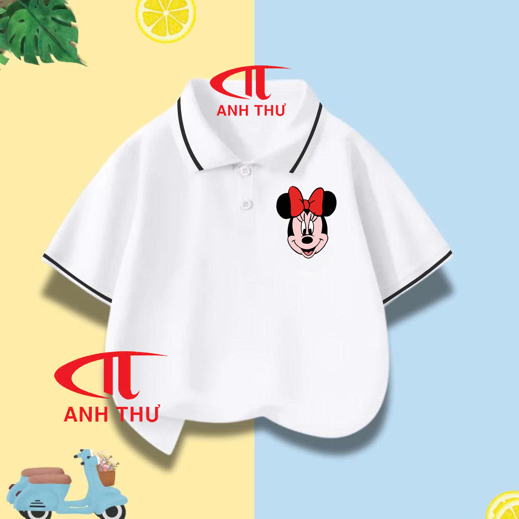 Áo Polo cổ bẻ chuột mickey cho bé gái-Áo thun bé gái Mickey