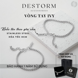 Vòng Tay Titani Cho Nam Nữ Ivy Destorm Khắc Tên Theo Yêu Cầu, Vòng Tay Cặp Đôi Thép Không Gỉ, Có Hộp Và Túi Đựng