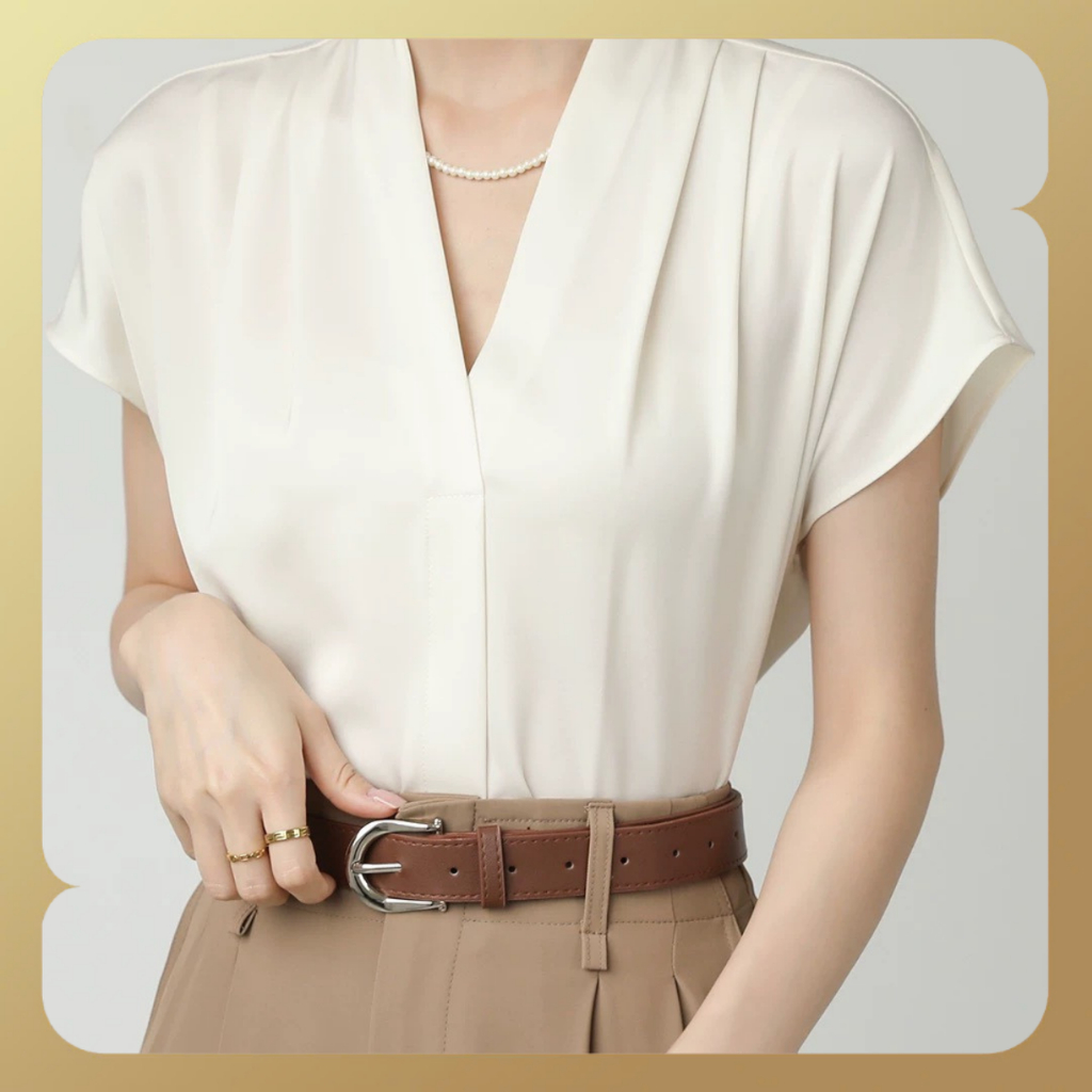 Áo Sơ Mi Cổ V JISOO FASHIONS Chất Liệu Lụa Cao Cấp Mềm Mại Phong Cách HÀn Quốc ASM5 | BigBuy360 - bigbuy360.vn