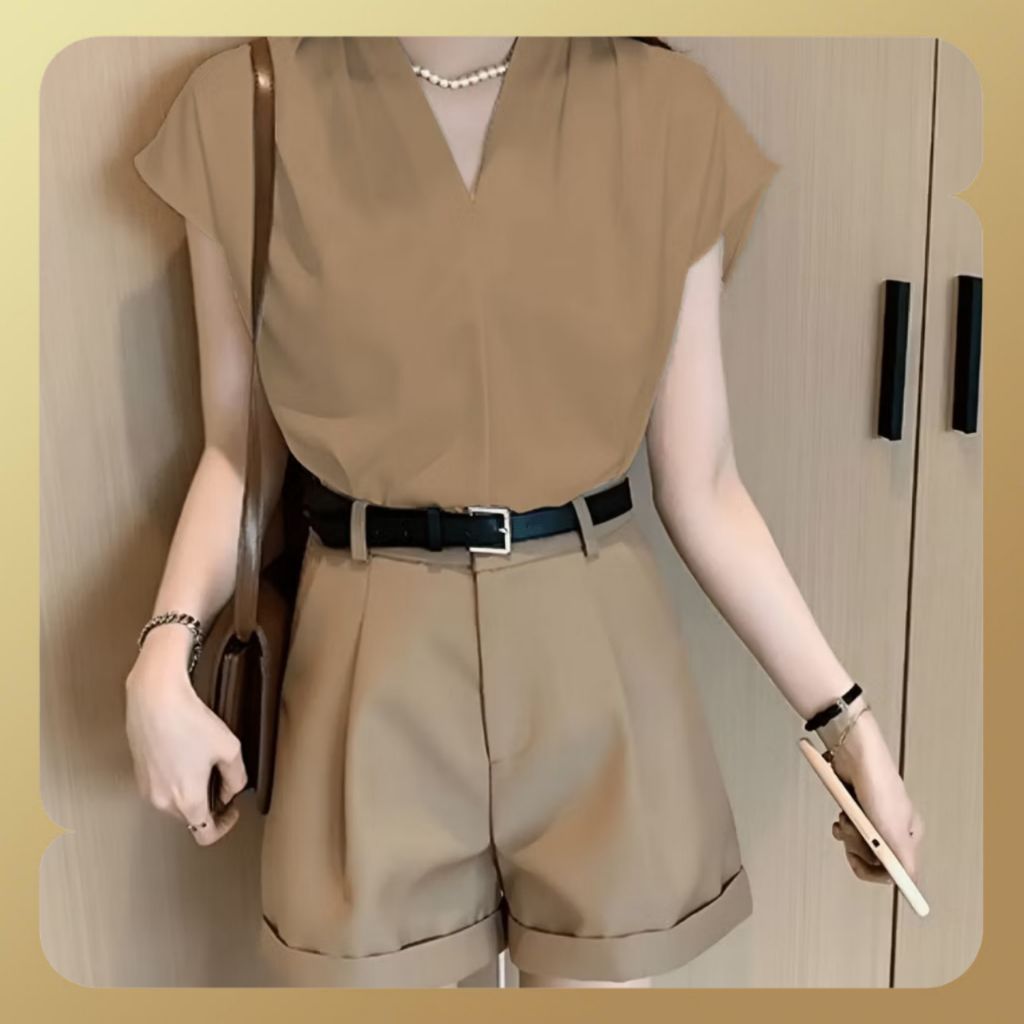 Áo Sơ Mi Cổ V JISOO FASHIONS Chất Liệu Lụa Cao Cấp Mềm Mại Phong Cách HÀn Quốc ASM5 | BigBuy360 - bigbuy360.vn