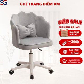 Ghế sen nỉ nhung SSG-GVM phù hợp ngồi bàn trang điểm làm nail phong cách sang trọng hiện đại Tặng Kèm Gối Nơ