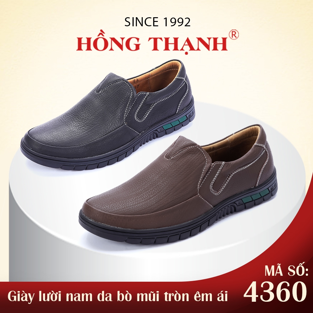 Giày Lười Nam HỒNG THẠNH Giày Mọi Da Bò Mềm Mại Thanh Lịch Mũi Tròn Đế Chống Trượt - 4360