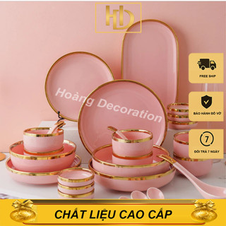   LOẠI 1  Bán Lẻ Từng Món Trong Bộ Bát Đĩa Sứ Decor Màu Hồng. Bán Lẻ chén cơm đĩa ăn cơm màu hồng. 