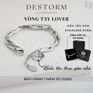 Vòng Tay Đôi Nam Nữ Lover Destorm Bracelet, Vòng Tay Unisex Thép Không Gỉ Khắc Tên Tag Tròn Theo Yêu Cầu, Có Hộp Và Túi