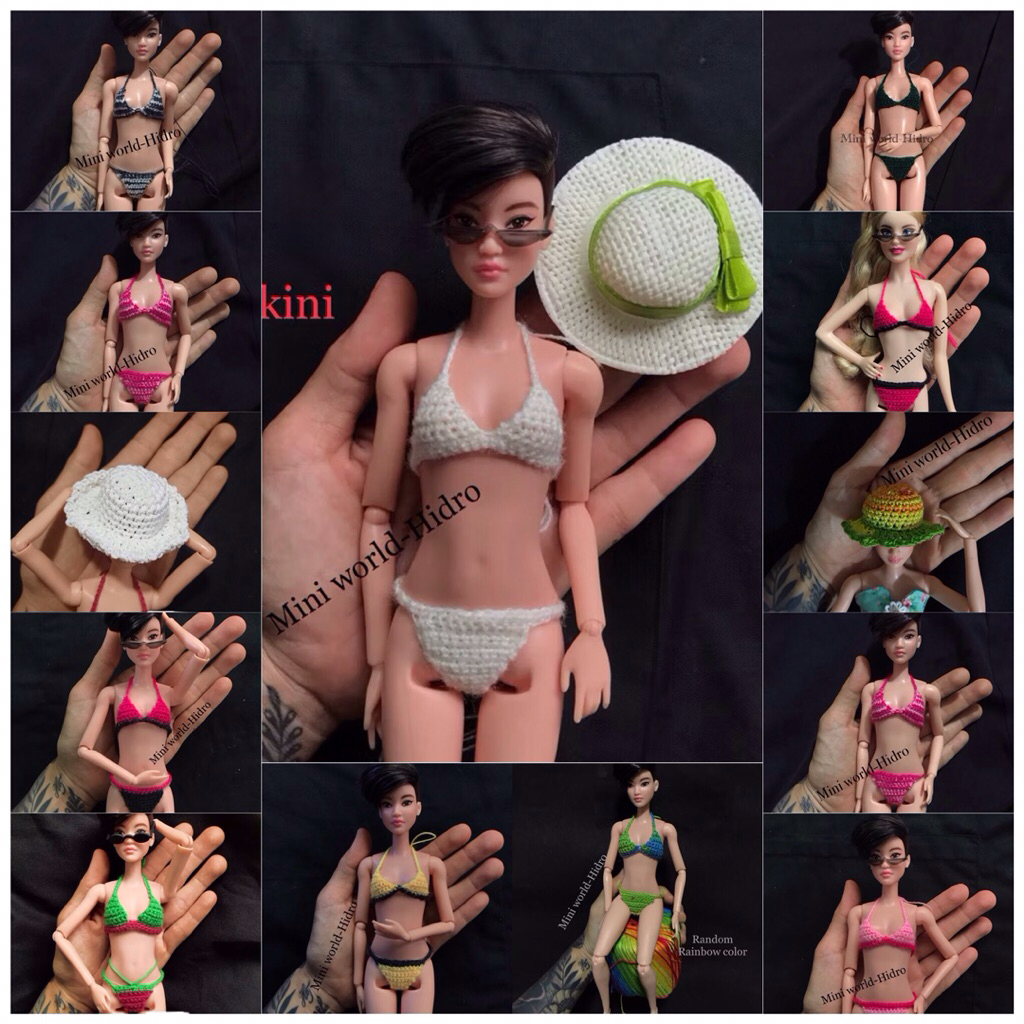 Bikini búp bê hand made len Áo tắm cho búp bê. Mã Bikini handmade