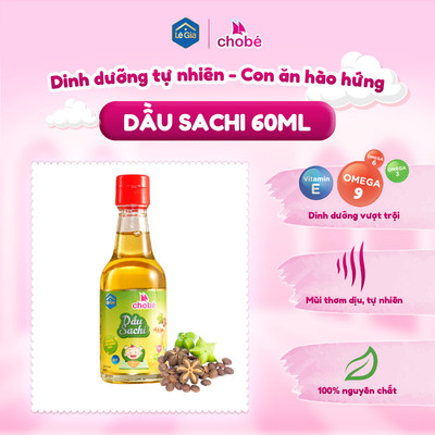 Dầu Sachi ăn dặm cho bé Lê Gia nguyên chất, giàu Omega 3-6-9, vitamin E