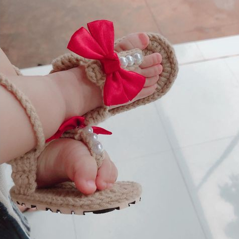 Dép len Sandal cột dây dễ thương cho bé - Dương liễu handmade