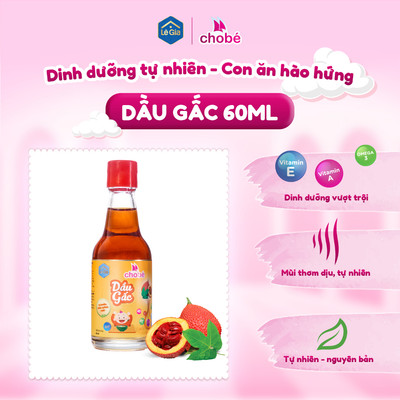 Dầu Gấc ăn dặm Lê Gia nguyên chất từ màng quả gấc, giàu Lyconpene, Beta carotene, chai 60ml
