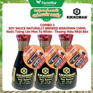   Combo 3  Xì Dầu Kikkoman Soy Sauce 150ml – Nước tương chuẩn Nhật Bản Không GMO Hương Vị Tự Nhiên 