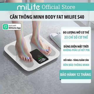  Cân body fat thông minh S40 miLife đo 23 chỉ số cơ thể phân tích lượng mỡ béo phì có kết nối app mihome 