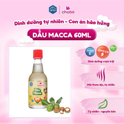 Dầu Macca ăn dặm Lê Gia nguyên chất, giàu Omega 3-6-9, chai 60ml
