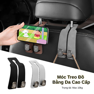  Móc Treo Đồ Ô Tô Gài Ghế Sau Bằng Da Cao Cấp Chân Hợp Kim Siêu Chắc - Móc Đôi Kiêm Giá Đỡ Điện Thoại Oto  Hàng Loại Tốt  