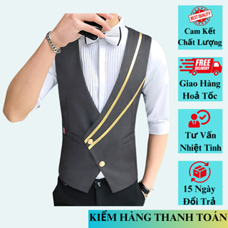 Áo Gile nam vạt chéo chất vải Tuytsi tôn Form, đứng dang, không phai màu, không nhăn mã H54
