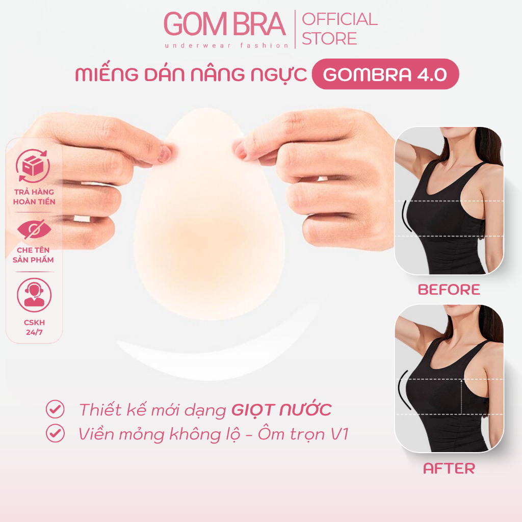 [Chống Chảy Xệ] Miếng dán nâng ngực nữ silicon Gom Bra, thiết kế giọt nước không lộ viền, tái sử dụn