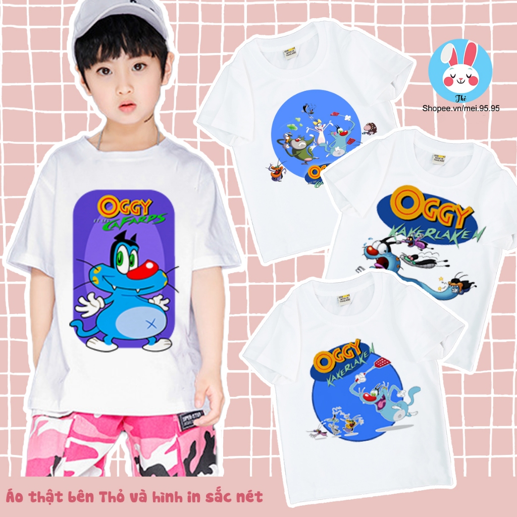 Áo thun hoạt hình oggy và những chú gián tinh nghịch cho bé nhiều kích thước,áo in hình oggy