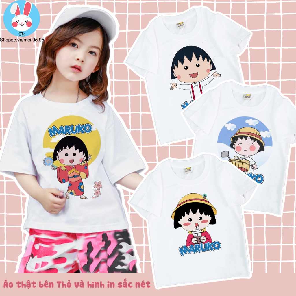 Áo thun in hình maruko tay ngắn, Áo cô bé maruko cho bé gái dễ thương