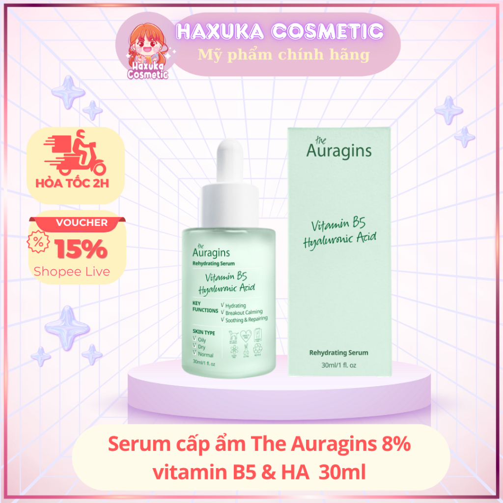 Tinh chất Auragins B5 & HA  cấp ẩm serum B5 The Auragins phục hồi da 30ml