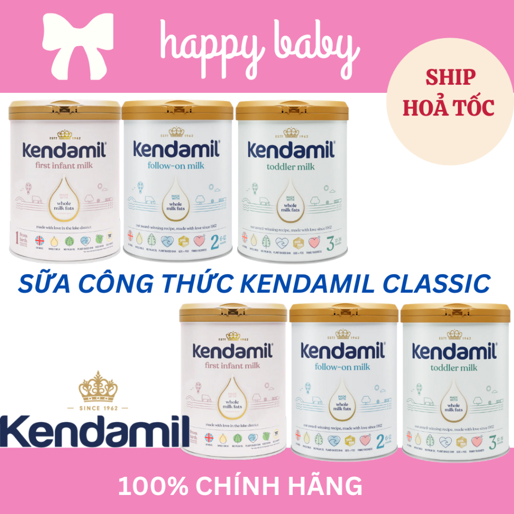 [HÀNG CTY] Sữa bột nguyên kem Kendamil Classic lon 800g cho bé từ sơ sinh