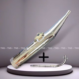  Pô KING DRAG Xi Bóng - Đích NHÔM  MÓC NỈ  kèm cổ dành cho các dòng xe inox cho Wave Sirius 