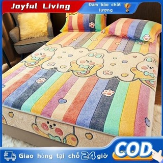 Ga giường và vỏ gối Ga giường nhung sữa 1m2 1m8 Mềm mịn như lụa Có sẵn trong bộ ba mảnh