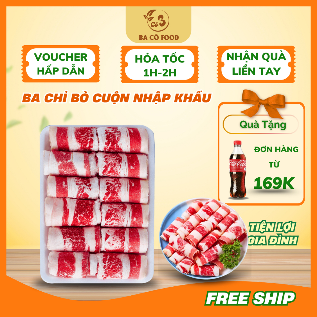 [ Siêu Tốc HCM ]   Ba Chỉ Bò Nhúng Lẩu- Bò Mỹ Excel Khay 500G