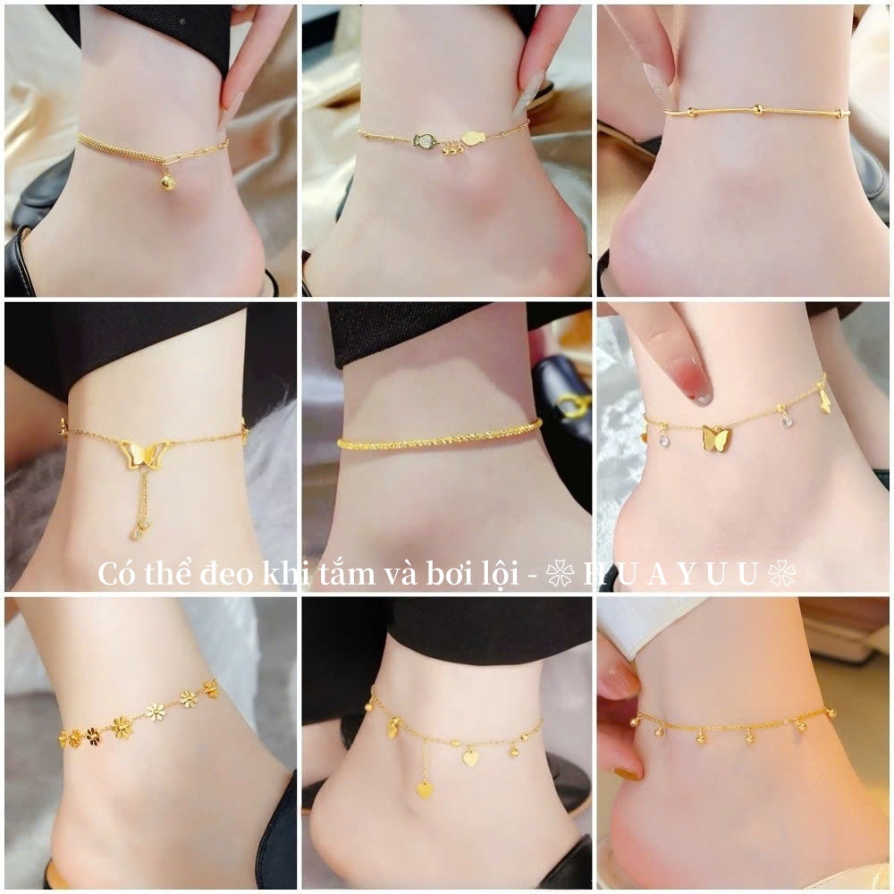 Lắc chân titan cao cấp không gỉ mạ vàng 24k kiểu mẫu đa dạng trẻ trung dành cho nữ