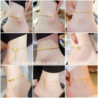 Lắc chân titan cao cấp không gỉ mạ vàng 24k kiểu mẫu đa dạng trẻ trung dành cho nữ