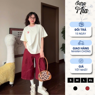 Quần jean nữ dáng lửng ống rộng Saramia quần bò ngố vải denim dài qua gối trend 2025 form retro S11