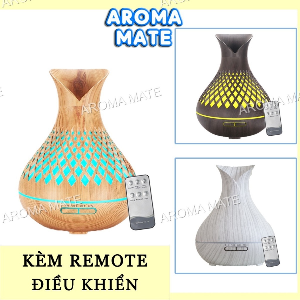 Máy khuếch tán tinh dầu hoa Tulip dung tích lớn 550ml kèm remote điều khiển AROMA MATE