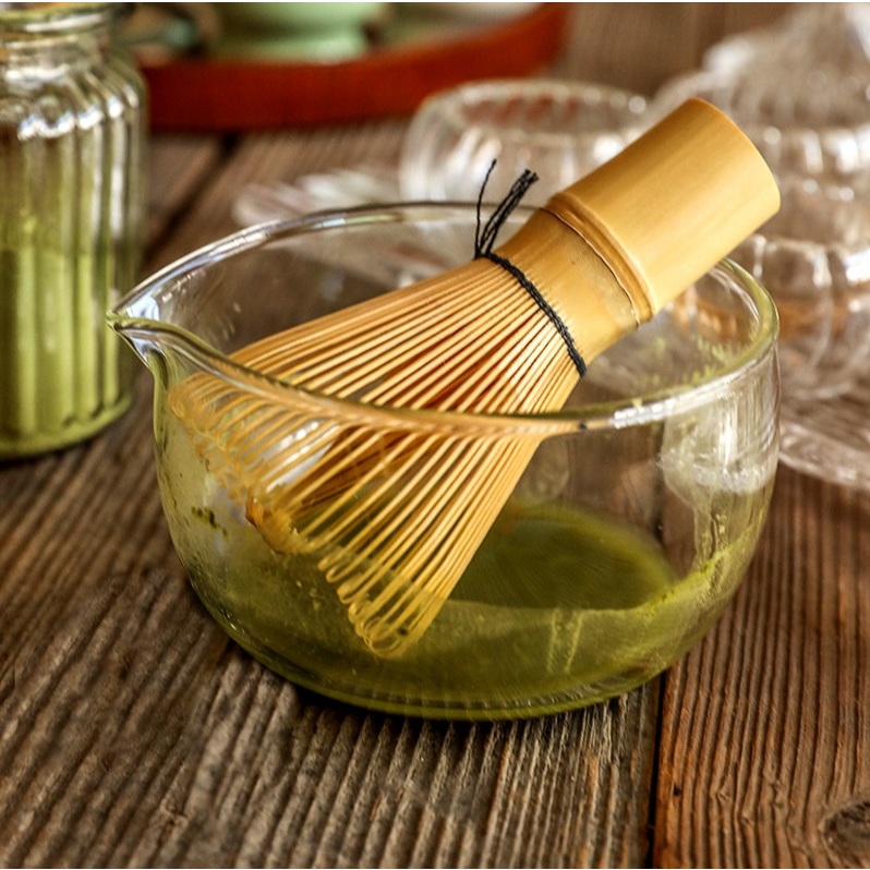 BÁT CHÉN CHAWAN THUỶ TINH CÓ MIỆNG RÓT KHUẤY MATCHA