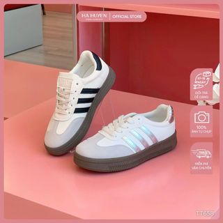  Giày thể thao Sneaker nữ HÀ HUYỀN samba 3 vạch đế nâu - TT658 