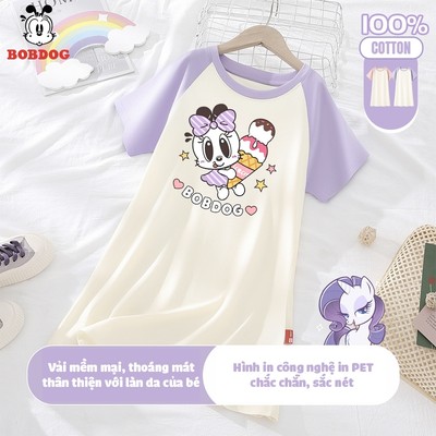 Váy mùa hè bé gái BOBDOG, đầm suông cho bé chất liệu cotton thoáng mát in hình dễ thương V01 cho bé